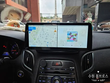 제네시스쿠페. 카나로 12.3인치 안드로이드올인원, AHD후방카메라 장착시공 - 수원 봉브로스