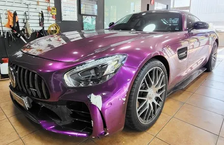 광주랩핑제거 벤츠 AMG GT 고광택 바이올렛 전체랩핑 제거 / 광주 북구 중흥동