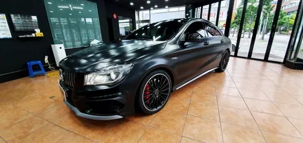 광주랩핑 벤츠 A45 AMG 사틴블랙 전체랩핑 시공 닥터나이프 / 광주 북구 중흥동