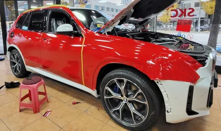 광주랩핑 bmw x6 글로스 카마인레드 전체랩핑 시공 / 광주 북구 중흥동