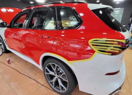 광주랩핑 bmw x6 글로스 카마인레드 전체랩핑 시공 / 광주 북구 중흥동