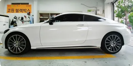 광주랩핑 벤츠 C200쿠페 부분랩핑 및 라이트필름 시공 닥터나이프 카스킨 / 광주 북구 중흥동