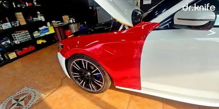 광주랩핑 BMW M5(F90) 레드 크롬 전체랩핑 닥터나이프 / 광주 북구 중흥동