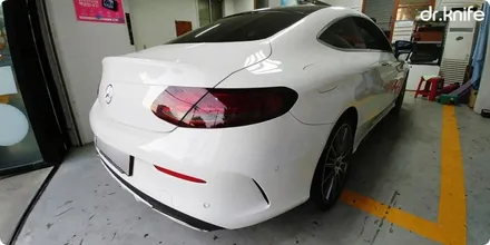 광주랩핑 벤츠 C200쿠페 부분랩핑 및 라이트필름 시공 닥터나이프 카스킨 / 광주 북구 중흥동