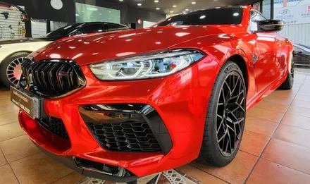 광주랩핑 BMW M8 에이버리 레드 크롬 전체랩핑 시공 / 광주 북구 중흥동
