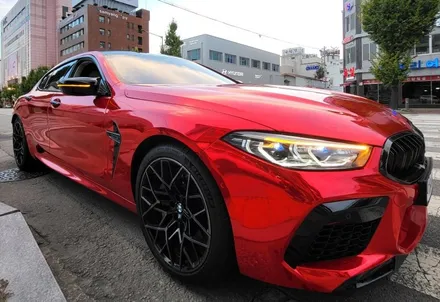 광주랩핑 BMW M8 에이버리 레드 크롬 전체랩핑 시공 / 광주 북구 중흥동