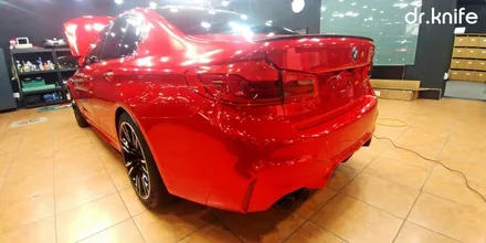 광주랩핑 BMW M5(F90) 레드 크롬 전체랩핑 닥터나이프 / 광주 북구 중흥동