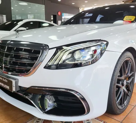 광주랩핑 벤츠 s63 화이트 전체랩핑 시공 / 광주 북구 중흥동