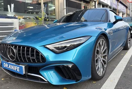 광주썬팅 벤츠 sl63amg 블락포디 스카이블루 전체썬팅 시공 / 광주 북구 중흥동