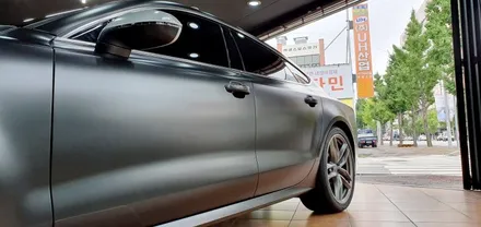 광주랩핑 아우디 A7 사틴블랙 전체랩핑 시공 닥터나이프 카스킨 / 광주 북구 중흥동