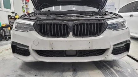 김해 창원 랩핑 BMW 520d 앞범퍼 랩핑 재시공은 더블디랩 / 김해 율하동