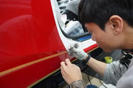 카마인 레드 필름으로 래핑하여 BMW M4를 강렬한 빨간차 만들기 / 하남, 광주, 송파