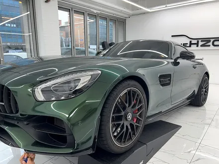 강동랩핑 벤츠 amg gts 이노즈텍 미드나잇그린 앞범퍼 랩핑 재시공 / 서울 송파구