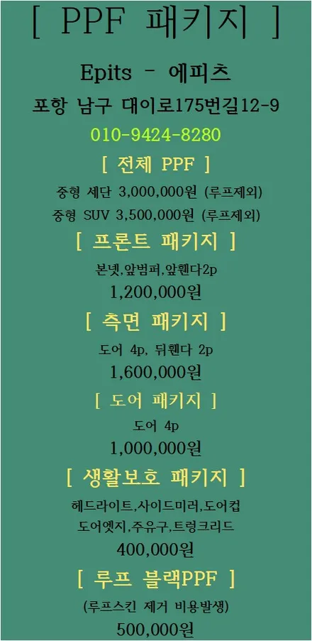 :: 레이 전체 PPF :: 10년차 프로디테일러 에피츠-Epits / 경남 포항