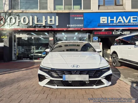 [인천썬팅] 현대 자동차 아반떼 CN7 - 레인보우 i90 Black 썬팅 · 파인뷰 LXQ600 블랙박스 · PPF 3종 · 코일매트 작업