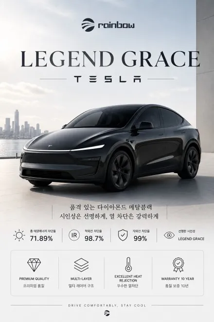 [레드원 테슬라 신차패키지] 테슬라 모델Y 주니퍼 - 레인보우 Premium IS200 썬팅 · 프렁크 PPF / 생활보호 PPF