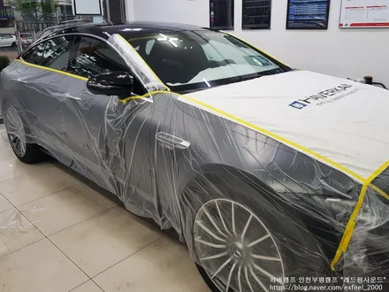 [인천썬팅] 메르세데스 벤츠 GT43 AMG - 하버캠프 세라믹본드 썬팅, 블랙박스 보조배터리 케어셀 CX6A 장착 작업.