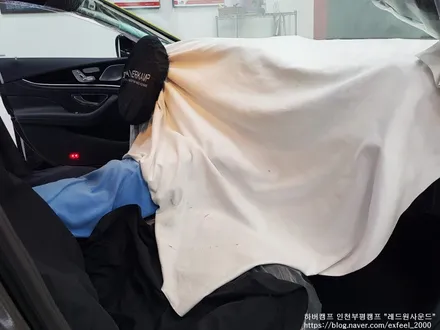 [인천썬팅] 메르세데스 벤츠 GT43 AMG - 하버캠프 세라믹본드 썬팅, 블랙박스 보조배터리 케어셀 CX6A 장착 작업.