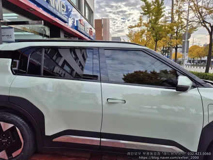 [인천썬팅] The Kia EV3 어벤쳐린 그린 - 레인보우 i90 black 썬팅 · 아이나비 Z9500 블랙박스 · PPF 3종 · 코일매트 작업