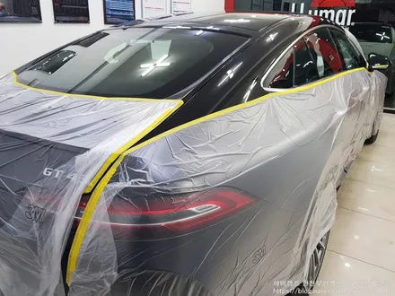 [인천썬팅] 메르세데스 벤츠 GT43 AMG - 하버캠프 세라믹본드 썬팅, 블랙박스 보조배터리 케어셀 CX6A 장착 작업.