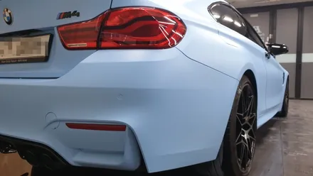 BMW M4전체 랩핑 작업.   무광 스머프색으로 플라스티딥 랩핑했어요 / 부산 사하구 하단동