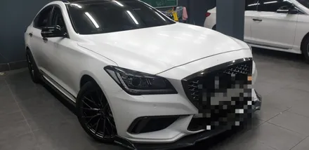G80스포츠 사틴화이트 전체랩핑. 하단동 랩핑작업하는곳 있어요 / 부산 사하구 하단동