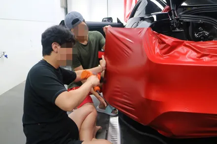 브리버에서 사틴스몰더링레드로 머스탱 전체랩핑하기! / 서울 양천구