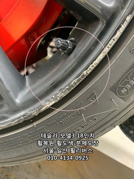 <휠리버스> 테슬라 모델3  18인치 휠 휠복원 휠도색 분체도장 블랙유광 시공 일산 휠리버스 [일산휠복원] [일산휠도색] / 파주시 오도동