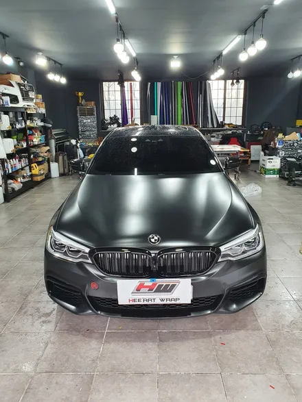 bmw 530i / 사틴블랙전체랩핑 /부분랩핑/사고처리/전체랩핑/랩핑제거 / 순천 팔마5길
