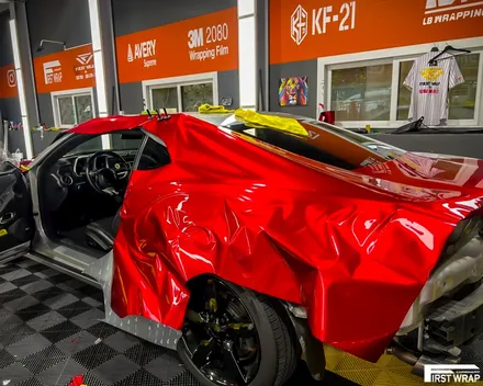 쉐보레 카마로 차량 랩핑, 에이버리 고광택 캔디 레드 시공 / 안산, 시흥, 부천