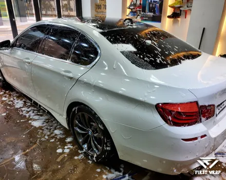 차량 랩핑, BMW F10 5시리즈 에이버리 유광 스모키 블루 전체 시공 / 안산, 시흥, 부천