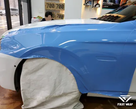 차량 랩핑, BMW F10 5시리즈 에이버리 유광 스모키 블루 전체 시공 / 안산, 시흥, 부천