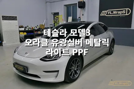 테슬라 모델3 오라클 유광실버 메탈릭 전체랩핑 / 라이트 PPF - 플랩스(FL.WrapS) / 하남, 미사랩핑, PPF시공 / 하남 천현동