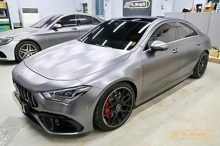 벤츠 CLA45 AMG 앞범퍼 사고수리/랩핑 재시공 / 사틴다크그레이 - 플랩스(FL.Wraps)/ 하남랩핑, 미사랩핑, 사고수리랩핑재시공 / 하남 천현동