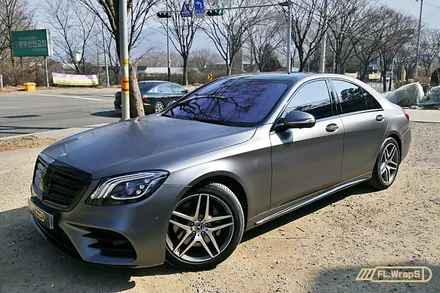 벤츠 S350d 사틴그레이 전체랩핑/ 블락포디 비바 바이올렛 열차단썬팅 - 플랩스(FL.WrapS) / 하남,미사 전체랩핑/열차단썬팅, 강동/송파 랩핑 / 하남 천현동