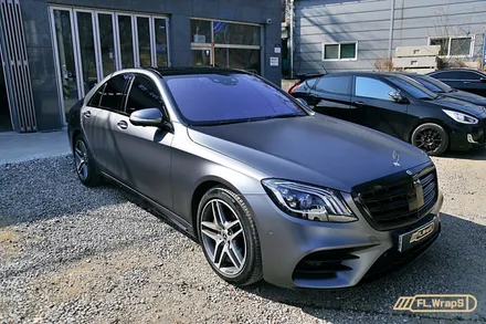 벤츠 S350d 사틴그레이 전체랩핑/ 블락포디 비바 바이올렛 열차단썬팅 - 플랩스(FL.WrapS) / 하남,미사 전체랩핑/열차단썬팅, 강동/송파 랩핑 / 하남 천현동
