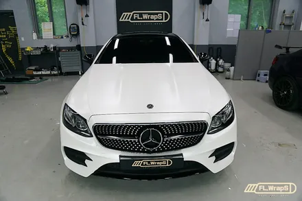 벤츠 E220d 쿠페 사틴 화이트펄 전체랩핑 - 플랩스(FL.WrapS)/ 하남랩핑, 미사랩핑, 성남 자동차랩핑 / 하남 천현동