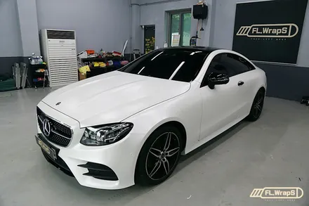 벤츠 E220d 쿠페 사틴 화이트펄 전체랩핑 - 플랩스(FL.WrapS)/ 하남랩핑, 미사랩핑, 성남 자동차랩핑 / 하남 천현동