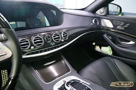메르세데스 벤츠 S350d 실내 유광카본랩핑 - 플랩스(FL.WrapS)/ 카본랩핑, 실내랩핑, 하남랩핑, 미사랩핑, 성남랩핑 / 하남 천현동