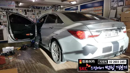 YF소나타 키돌려 시동을 걸고 있는 차량을 순정스마트키 / 순정 스타트버튼 이용 순정화작업 도원텍 알리바바 스마트키 원격시동경보기와 찰떡 궁합 / 양천구 신월동