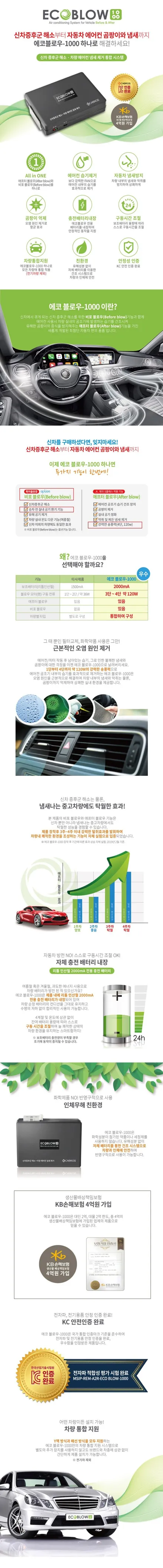 차량 에어컨 냄새제거 애프터블로우 공조기 건조기 에코블로우1000 올뉴쏘렌토 차량에 간편 설치 / 양천구 신월동