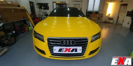 [EXA][대구랩핑전문] 아우디 A7 전체랩핑 + 루프스킨 시공 (에이버리슈프림 사틴옐로우 + 3M2080유광블랙) / 대구 달성군 화원읍