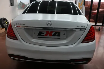대구랩핑 벤츠 W222 S 350d 사틴 화이트 전체랩핑 + 클리프디자인 라이트PPF 시공 후기 / 대구 달성군 화원읍