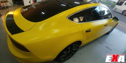 [EXA][대구랩핑전문] 아우디 A7 전체랩핑 + 루프스킨 시공 (에이버리슈프림 사틴옐로우 + 3M2080유광블랙) / 대구 달성군 화원읍