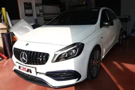 벤츠 A45 AMG 사틴 화이트펄 전체랩핑 시공 과 생활보호PPF 를 한번에 원큐시공 대구랩핑 / 대구 달성군 화원읍