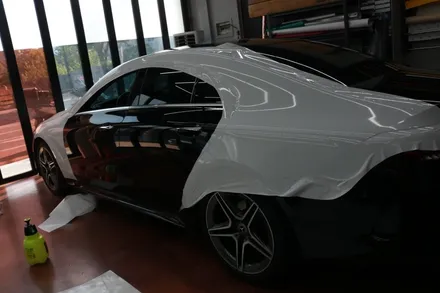 대구 벤츠 CLS 300d 유광 화이트 전체랩핑 시공 후기 / 대구 달성군 화원읍