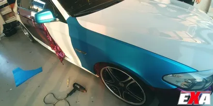 [EXA][대구랩핑전문] BMW 520d(f10) 무광크롬 전체랩핑 시공 ( 에이버리 무광크롬 다크라이트블루 ) / 대구 달성군 화원읍