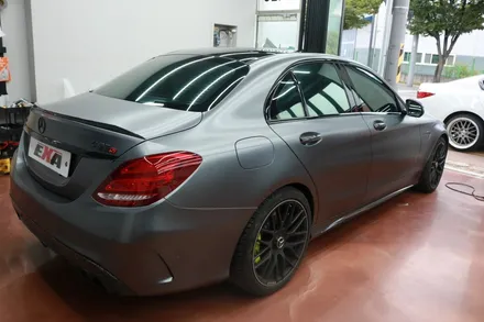 벤츠 C63AMG 사틴 메탈릭그레이 전체랩핑 시공 수입차랩핑 / 대구 달성군 화원읍