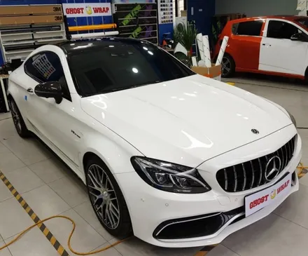 고스트랩(ghostwrap) 벤츠 C63 AMG 쿠페 루프스킨 유광블랙 랩핑,크롬죽이기 유광블랙 랩핑, 포인트 부분랩핑 / 고양 일산 덕양구