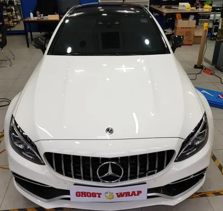 고스트랩(ghostwrap) 벤츠 C63 AMG 쿠페 루프스킨 유광블랙 랩핑,크롬죽이기 유광블랙 랩핑, 포인트 부분랩핑 / 고양 일산 덕양구